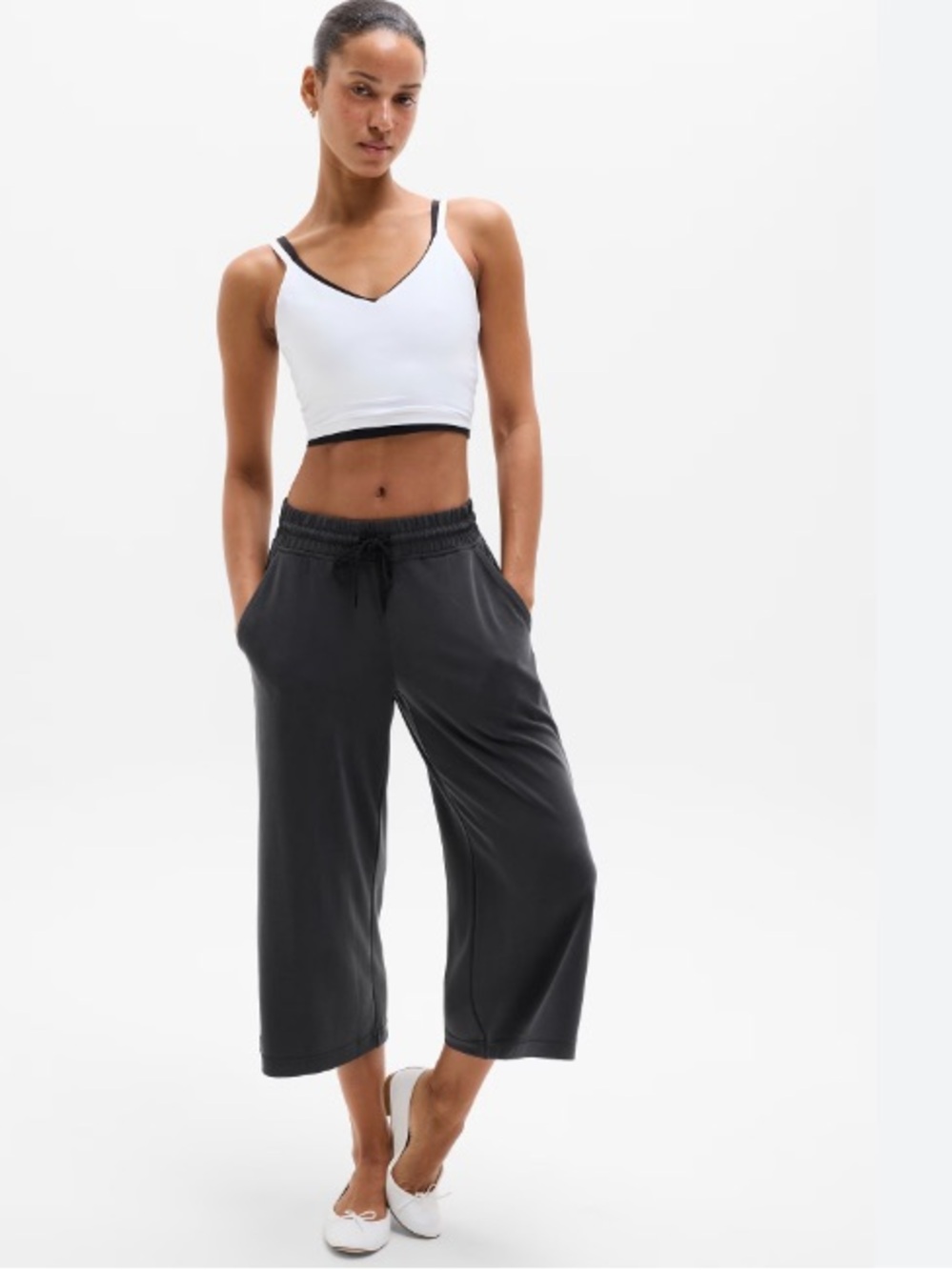 Athleta Seasoft Wide Crop Pant Black Small